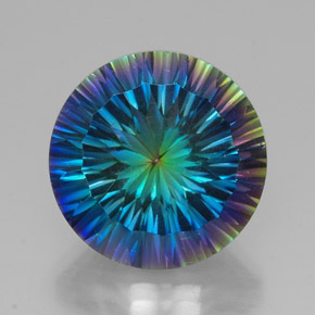 Quartzo místico multicolorido natural 18,77ct, corte redondo, VVS