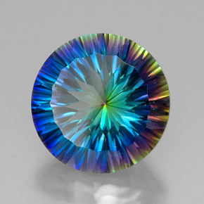 Quartzo místico multicolorido natural 18,77ct, corte redondo, VVS