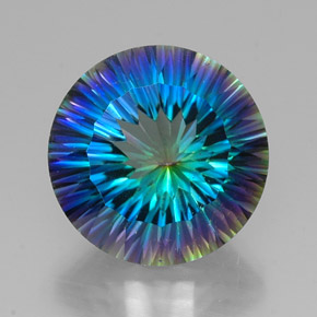 Quartzo místico multicolorido natural 18,32ct, corte redondo, VVS