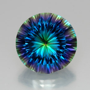 Quartzo místico multicolorido natural 18,31ct, corte redondo, VVS