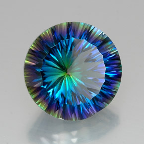 Quartzo místico multicolorido natural 18,31ct, corte redondo, VVS