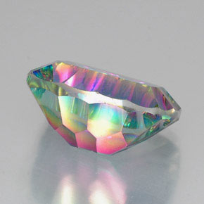 Quartzo místico multicolorido natural 20,39ct, almofada cortada, VVS