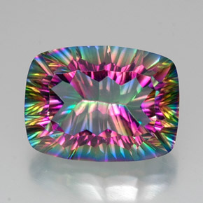 Quartzo Místico Top Rainbow Natural 20.44ct, Almofada cortada, VVS