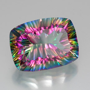 Quartzo Místico Top Rainbow Natural 20.44ct, Almofada cortada, VVS