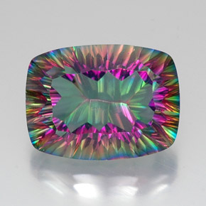 Quartzo místico multicolorido natural 19,59ct, almofada cortada, VVS