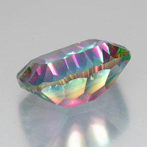 Quartzo místico multicolorido natural 19,59ct, almofada cortada, VVS