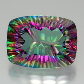 Quartzo místico multicolorido natural 20,14ct, almofada cortada, VVS-VS