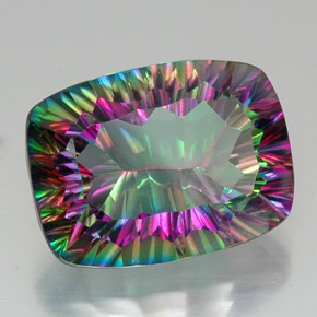 Quartzo místico multicolorido natural 20,14ct, almofada cortada, VVS-VS