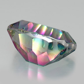 Quartzo místico multicolorido natural 22,12ct, almofada cortada, VVS