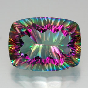 Quartzo Místico Top Rainbow Natural 19.76ct, Almofada cortada, VS