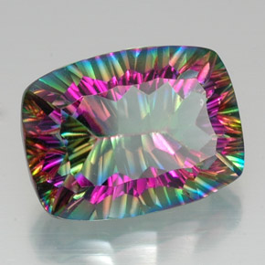 Quartzo Místico Top Rainbow Natural 19.76ct, Almofada cortada, VS