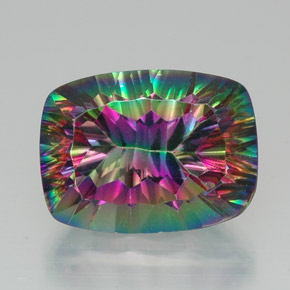 Quartzo místico multicolorido natural 21,28ct, almofada cortada, VVS-VS