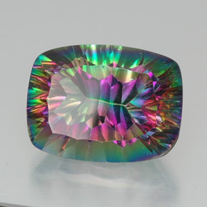 Quartzo místico multicolorido natural 21,28ct, almofada cortada, VVS-VS