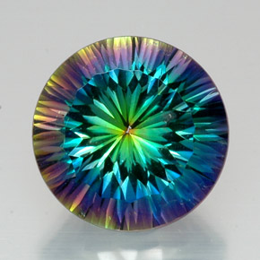 Quartzo místico multicolorido natural 19,88ct, corte redondo, VS