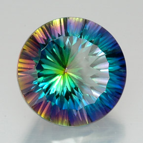 Quartzo místico multicolorido natural 19,88ct, corte redondo, VS