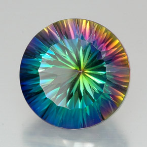 Quartzo místico multicolorido natural 20,55ct, corte redondo, VVS