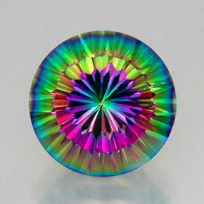 Quartzo místico multicolorido natural 11,85ct, corte redondo, VVS