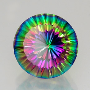 Quartzo místico multicolorido natural 11,85ct, corte redondo, VVS