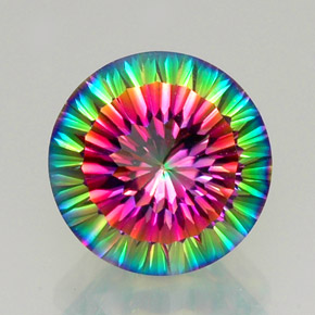 Quartzo místico multicolorido natural 12,26ct, corte redondo, VVS