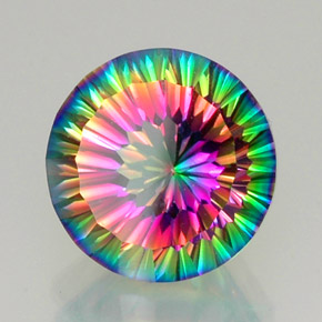 Quartzo místico multicolorido natural 12,26ct, corte redondo, VVS