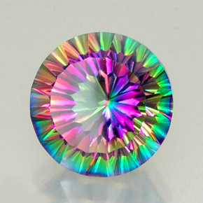 Quartzo Místico Top Rainbow Natural 12.78ct, Corte Redondo, VVS-VS