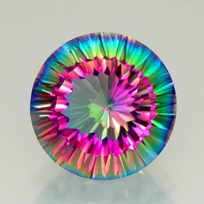 Quartzo místico multicolorido natural 10,76ct, corte redondo, VVS