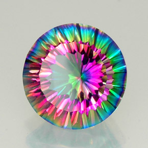 Quartzo místico multicolorido natural 10,76ct, corte redondo, VVS