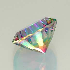 Quartzo místico multicolorido natural 10,76ct, corte redondo, VVS