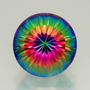 Quartzo místico multicolorido natural 11,95ct, corte redondo, VVS