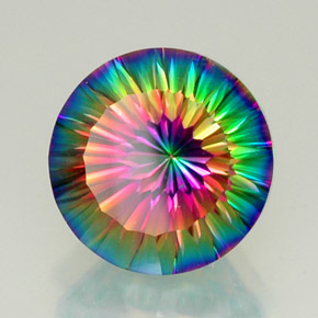 Quartzo místico multicolorido natural 11,95ct, corte redondo, VVS