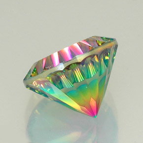 Quartzo místico multicolorido natural 11,95ct, corte redondo, VVS