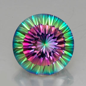 Quartzo místico multicolorido natural 12,44ct, corte redondo, VVS