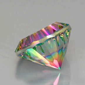 Quartzo místico multicolorido natural 12,44ct, corte redondo, VVS