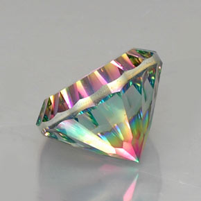 Quartzo místico multicolorido natural 12,86ct, corte redondo, VVS