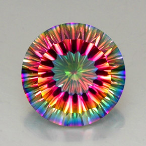 Quartzo místico multicolorido natural 10,80ct, corte redondo, VVS