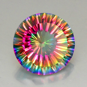 Quartzo místico multicolorido natural 10,80ct, corte redondo, VVS