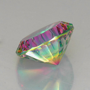 Quartzo místico multicolorido natural 10,80ct, corte redondo, VVS