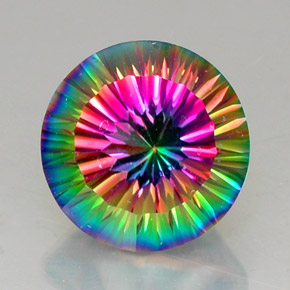 Quartzo Místico Top Rainbow Natural 12.82ct, Corte Redondo, VVS-VS