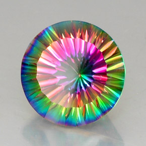 Quartzo Místico Top Rainbow Natural 12.82ct, Corte Redondo, VVS-VS