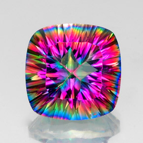 Quartzo místico multicolorido natural 15,07ct, almofada cortada, VVS-VS