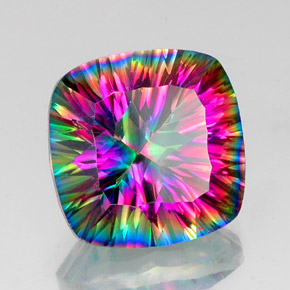 Quartzo místico multicolorido natural 15,07ct, almofada cortada, VVS-VS
