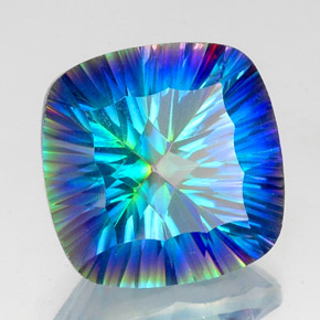 Quartzo místico multicolorido natural 19,84ct, almofada cortada, VS