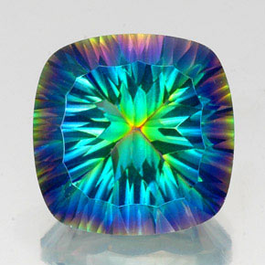 Quartzo místico multicolorido natural 22,51ct, almofada cortada, VS