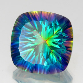 Quartzo místico multicolorido natural 22,51ct, almofada cortada, VS