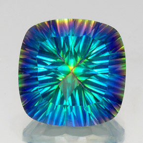 Quartzo místico multicolorido natural 21,79ct, almofada cortada, VVS-VS