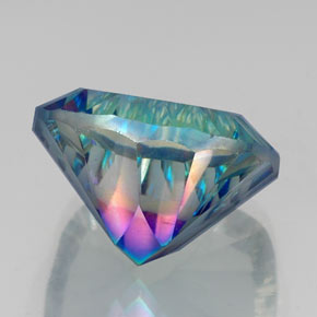 Quartzo místico multicolorido natural 21,79ct, almofada cortada, VVS-VS