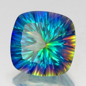 Quartzo Místico Top Rainbow Natural 20.83ct, Almofada cortada, VS
