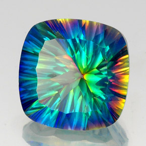 Quartzo místico multicolorido natural 22,17ct, almofada cortada, VS