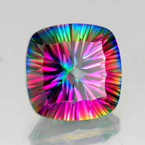 Quartzo Místico Top Rainbow Natural 15.60ct, Almofada cortada, VVS-VS