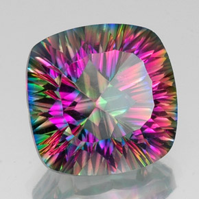 Quartzo místico multicolorido natural 16,84ct, almofada cortada, VS